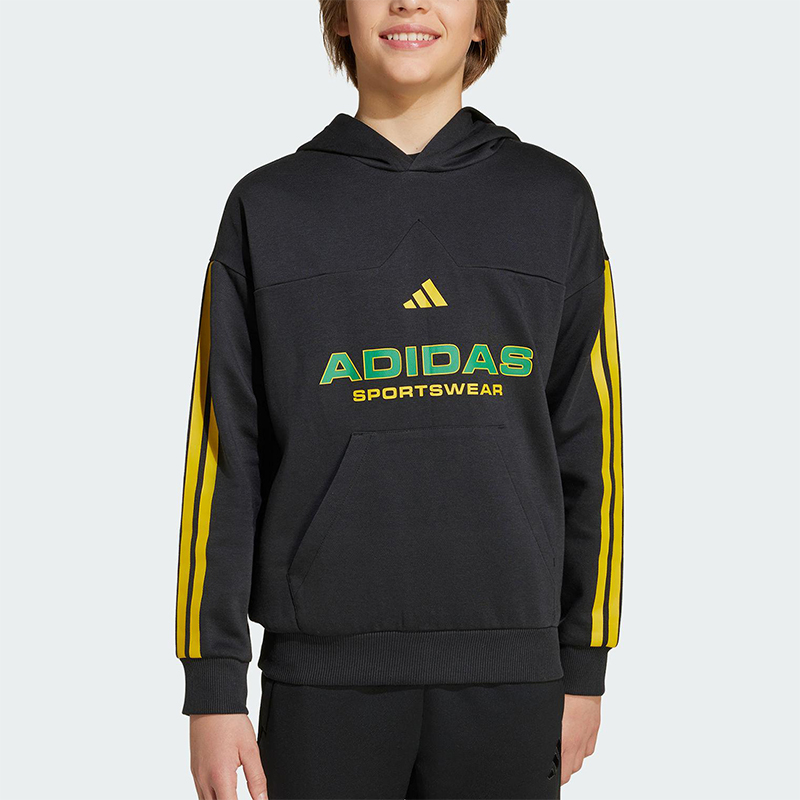 Adidas/阿迪达斯正品2025秋季款大童运动连帽针织抓绒卫衣KB5581