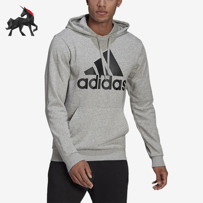 Adidas/阿迪达斯正品印花连帽男灰色休闲经典舒适轻便卫衣GK9541