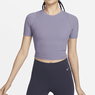 耐克正品 女士亲肤运动罗纹短袖 Nike 新款 509 短款 上衣FN7468