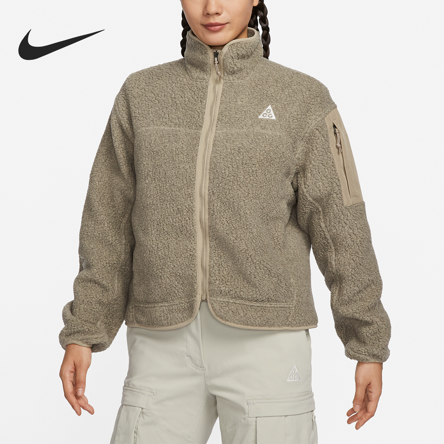 Nike/耐克正品当季新款女子摇粒绒保暖立领外套FB8007-247