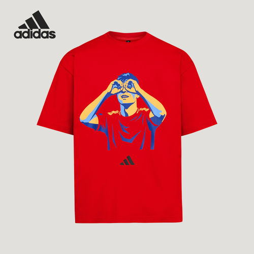 Adidas阿迪达斯正品男女短袖透气印花圆领足球运动T恤LX6052