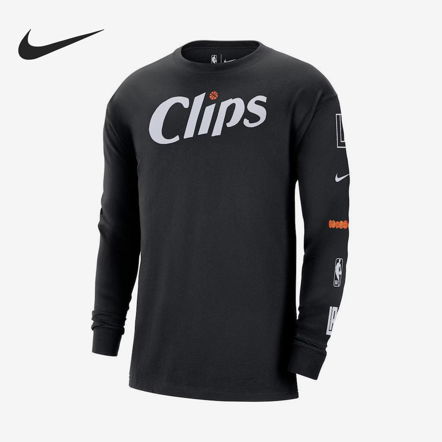 Nike/耐克官方正品NBA 男士字母印花套头透气长袖T恤FN1110-010