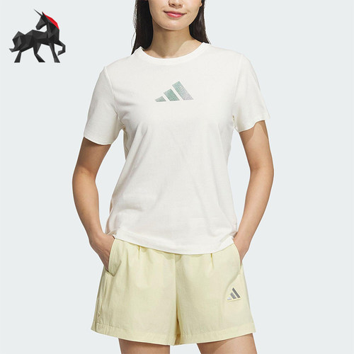 Adidas/阿迪达斯正品2025夏款女士透气户外健身经典运动T恤JM8803