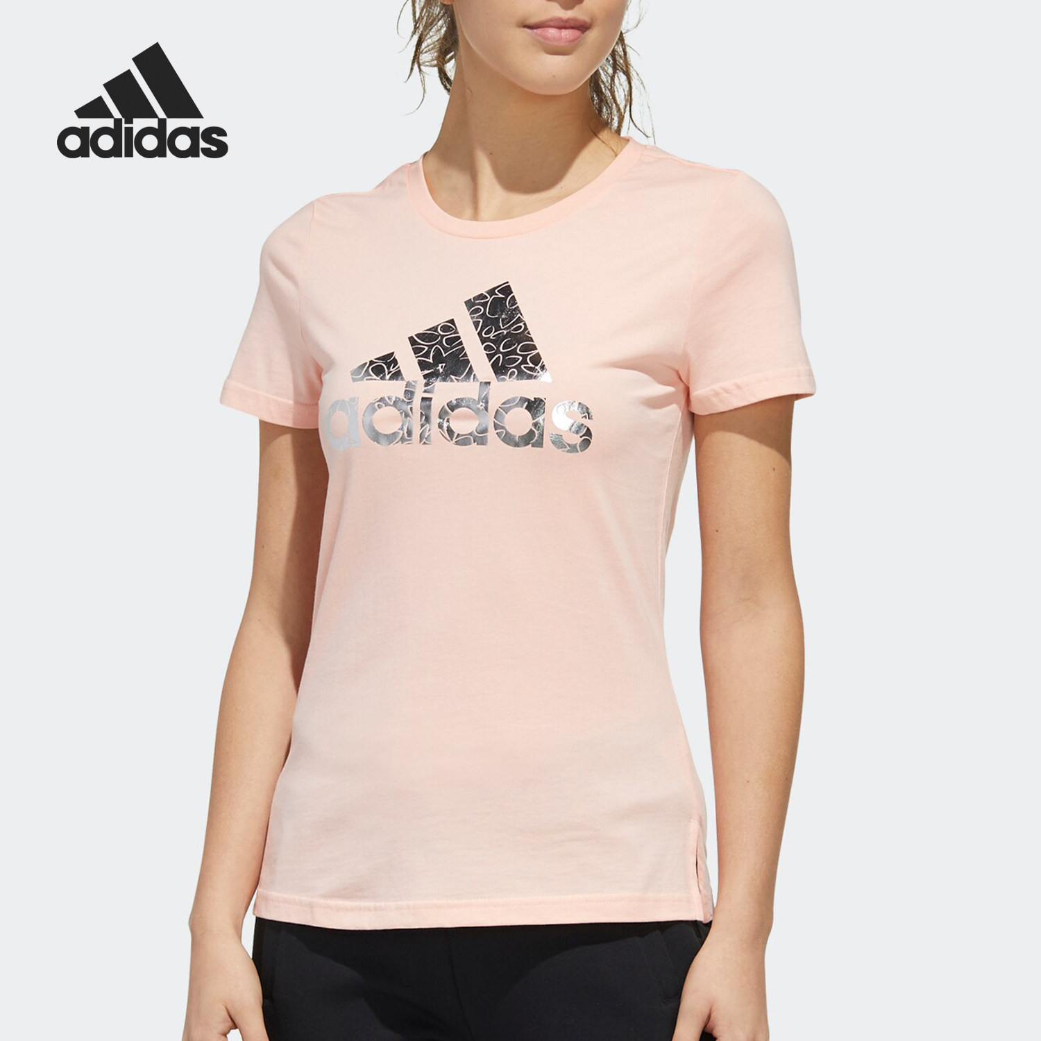 Adidas/阿迪达斯正品当季女子新款运动型格圆领短袖T恤FM9293,运动服/休闲服装,运动T恤,淘宝优惠券,粉丝福利购,淘宝优惠卷