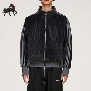 Adidas/阿迪达斯正品三叶草男女休闲天鹅绒宽松运动外套KC0317