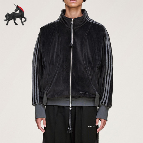 Adidas/阿迪达斯正品三叶草男女休闲天鹅绒宽松运动外套KC0317