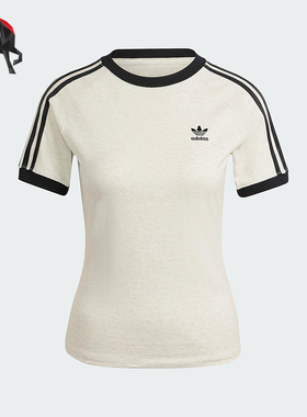 Adidas/阿迪达斯正品三叶草女士印花圆领经典套头修身短袖IR8104
