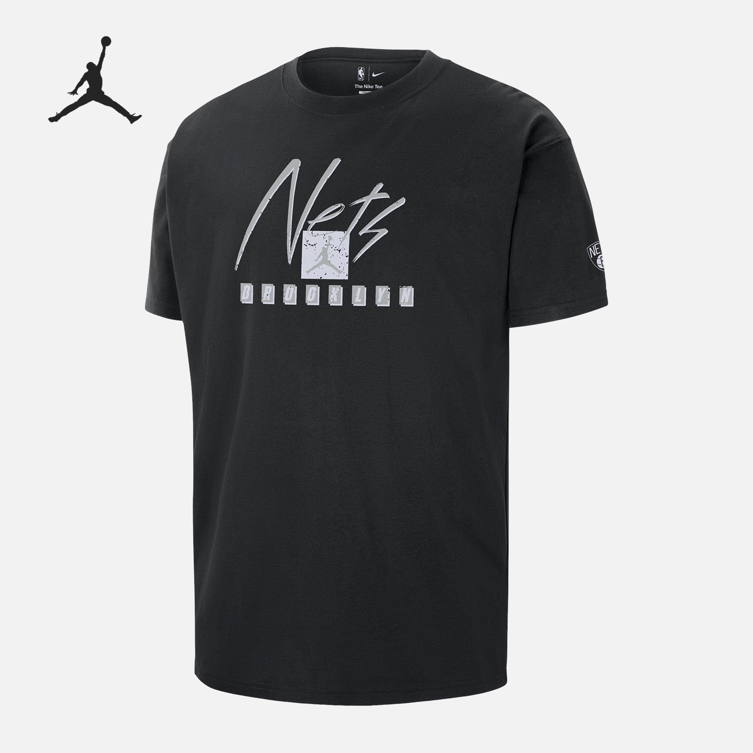 Nike/耐克正品布鲁克林篮网队NBA男士宽松短袖T恤FN1053-010