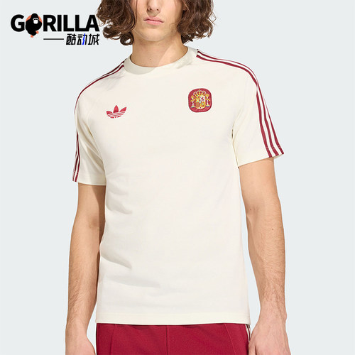 Adidas/阿迪达斯正品三叶草男士条纹修身针织圆领运动T恤JZ2256