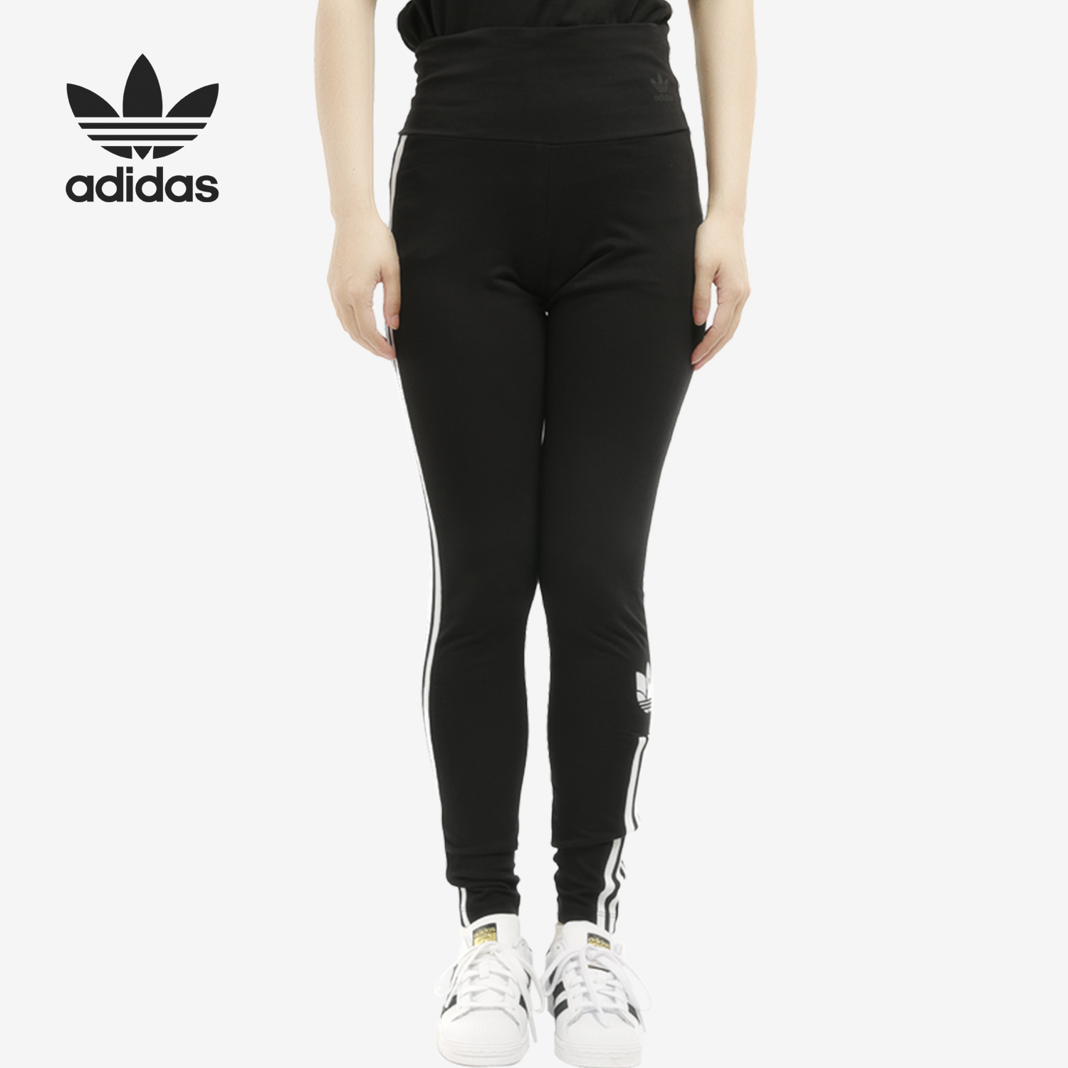 Adidas/阿迪达斯正品三叶草女子中腰三条纹运动紧身裤GM6769