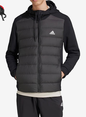 Adidas/阿迪达斯正品男保暖鸭绒外套连帽简约经典夹克外套KF8762
