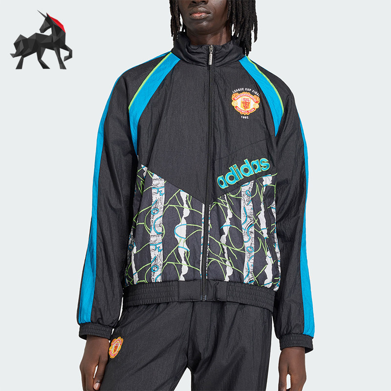 Adidas/阿迪达斯正品三叶草新款男黑蓝色足经典球夹克外套KD5815 - 实物图