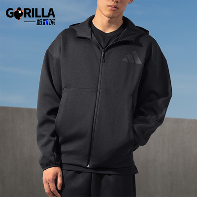 阿迪达斯男士款连帽休闲宽松外套