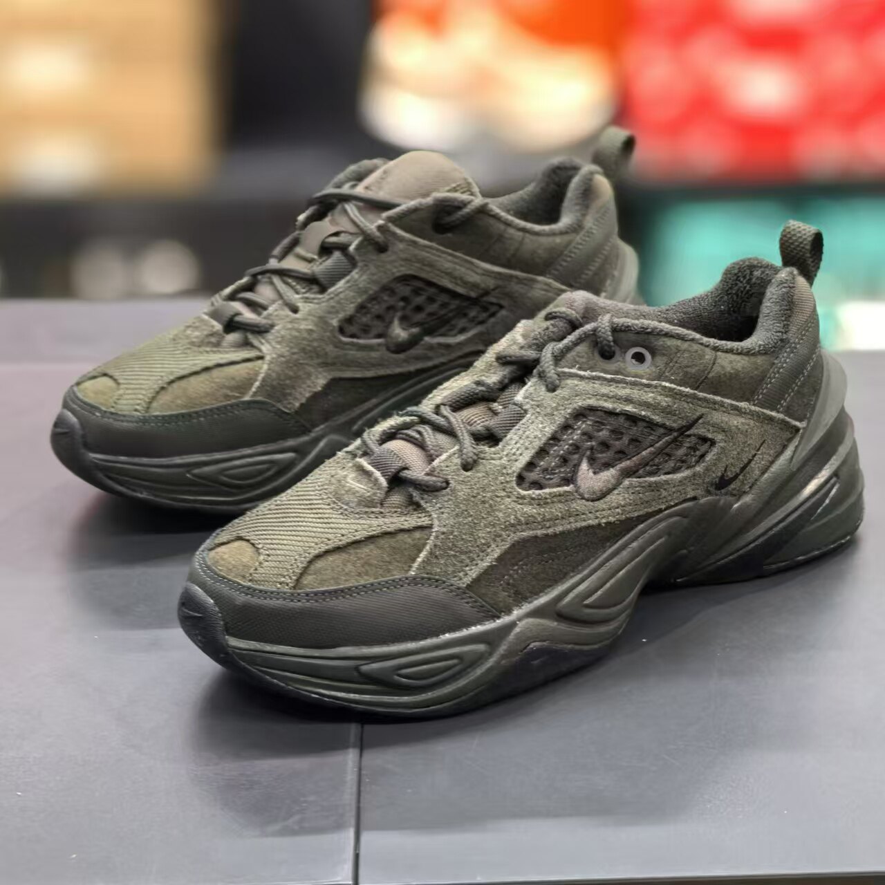 翻毛皮运动鞋Nike耐克鞋子春季新款老爹鞋男鞋复古休闲鞋厚底跑鞋