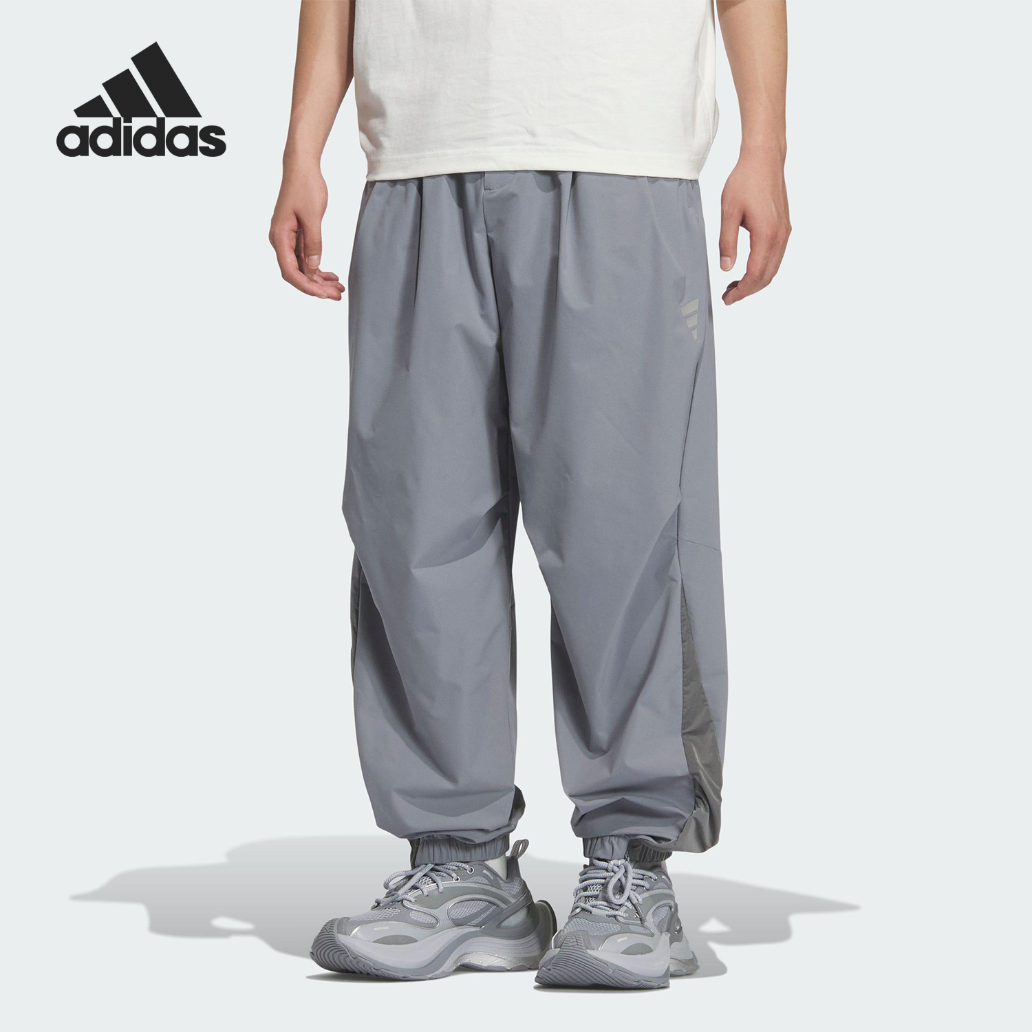 Adidas/阿迪达斯正品2025男士透气梭织宽松运动时尚长裤KC0163