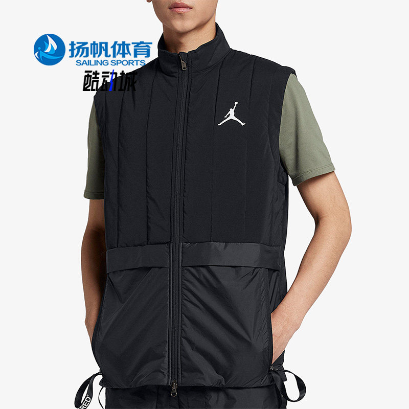 Nike/耐克正品JORDAN新款男黑色训练保暖经典宽松马甲AJ1057-010