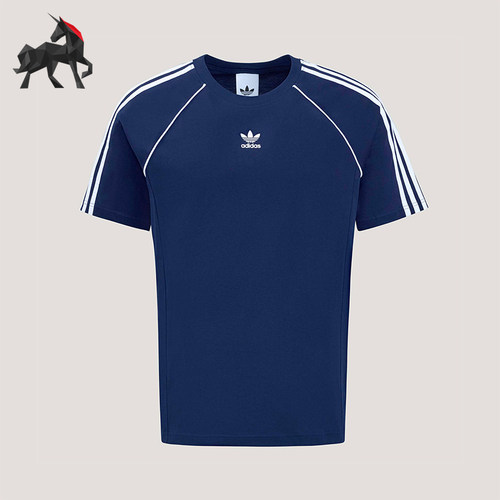 Adidas/阿迪达斯正品三叶草男士宽松休闲经典复古条纹T恤KY2875
