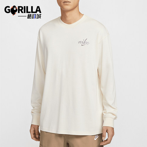 Nike/耐克正品Sportswear男士刺绣圆领长袖T恤HQ8166-901