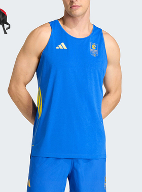 Adidas/阿迪达斯正品春季男士跑步运动经典针织透气背心T恤KE8448
