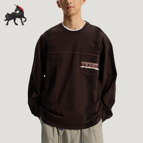 Adidas/阿迪达斯正品三叶草男士复古针织运动宽松长袖T恤KW5672