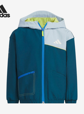 Adidas/阿迪达斯正品16新款儿童蓝浅灰色校园经典连帽外套KC5328