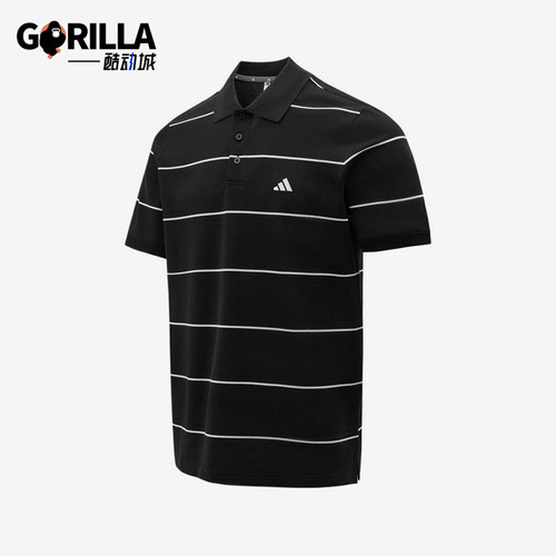 Adidas/阿迪达斯正品新款男黑白色条纹简约经典短袖Polo衫KS0419