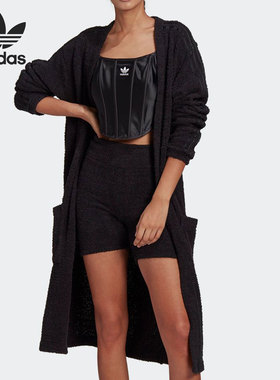Adidas/阿迪达斯正品三叶草女子长款宽松休闲优雅针织外套 H18832