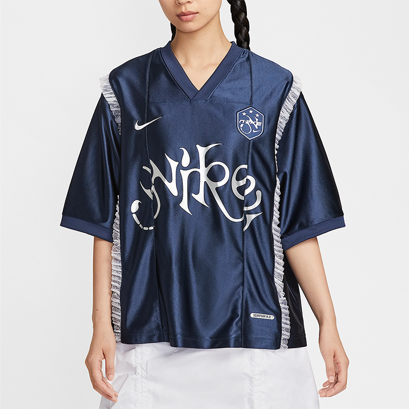 Nike/耐克正品夏季女士针织复古休闲蕾丝装饰宽松短袖II1939-410