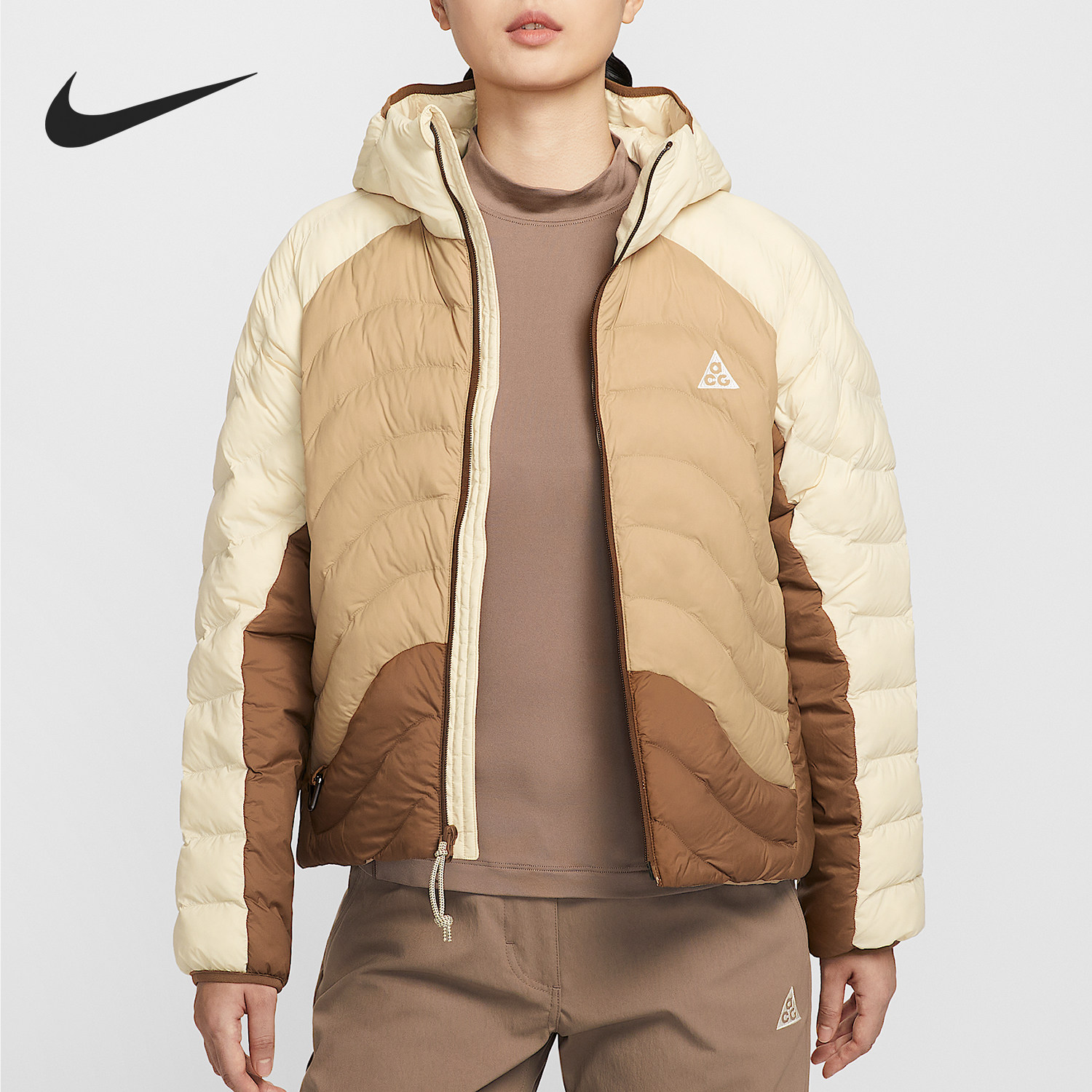 Nike/耐克官方正品当季款女士连帽拼接保暖棉服HM9964-229