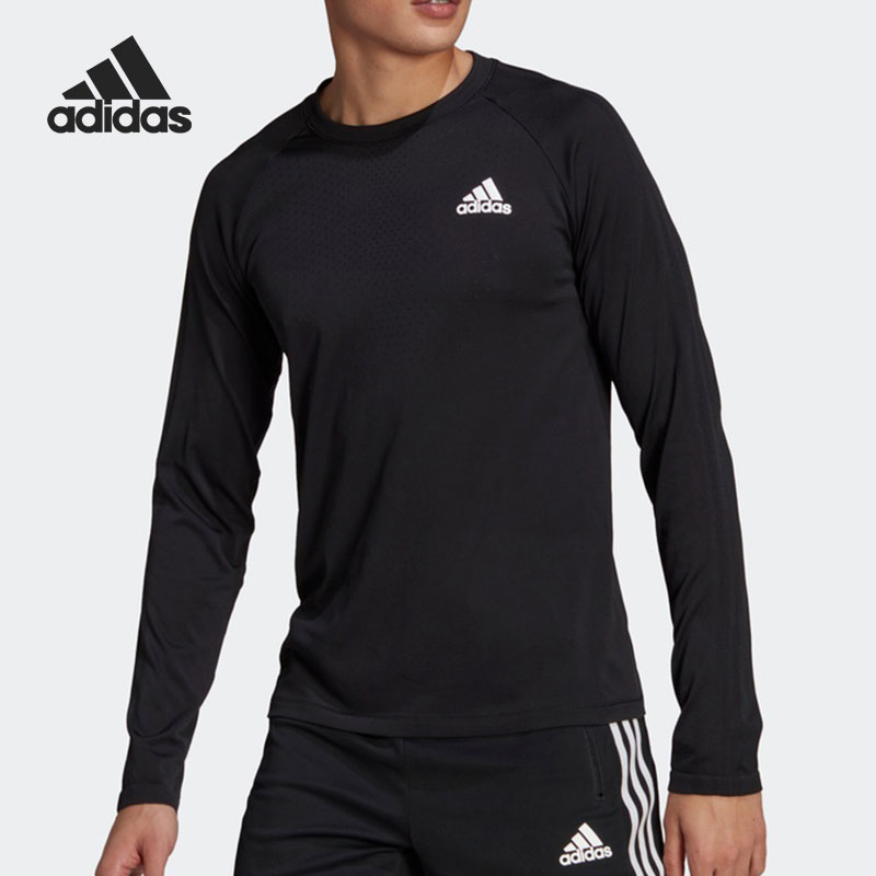Adidas/阿迪达斯官方正品男子排汗训练运动修身长袖T恤 GM2140