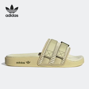 男女运动一字拖鞋 Adidas 新款 三叶草夏季 HQ1195 阿迪达斯正品