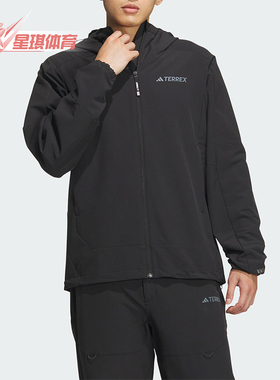 Adidas/阿迪达斯正品新款男士户外透湿疏水运动软壳衣JE8282