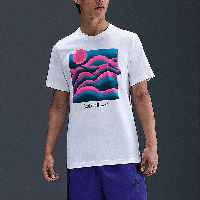 Nike/耐克正品2025男士套头图案运动透气宽松休闲短袖HJ0785-100