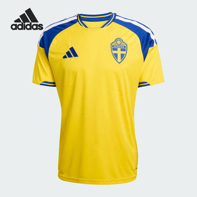 Adidas/阿迪达斯正品2025男士透气圆领拼接足球运动短袖JM5814