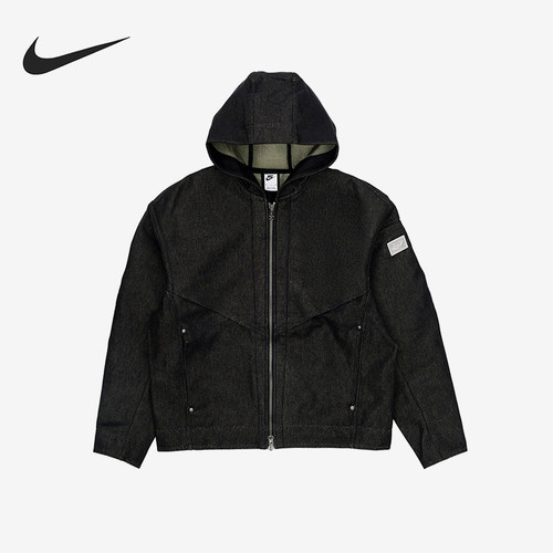 Nike/耐克正品男士时尚宽松连帽拉链休闲牛仔外套HV9576-010
