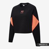 彪马正品 女子撞色短款 宽松圆领时尚 PUMA 运动休闲卫衣 586520