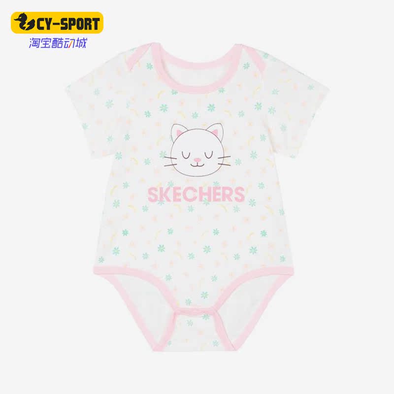 Skechers/斯凯奇正品夏季女童休闲透气运动针织连体衣L222G155