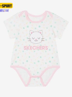 Skechers/斯凯奇正品夏季女童休闲透气运动针织连体衣L222G155