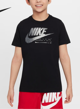 Nike/耐克正品2024夏季新款大童针织印花休闲短袖FV8640-010