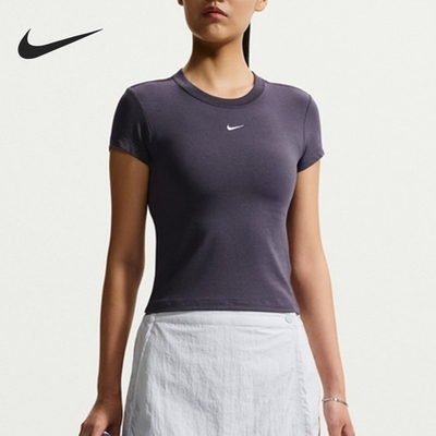Nike/耐克官方正品夏季款女士短款修身圆领休闲运动T恤FV5509-014