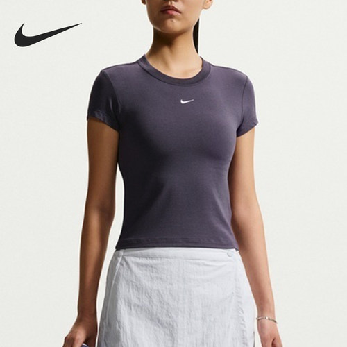 Nike/耐克正品夏季款女士短款修身圆领休闲运动T恤FV5509-014