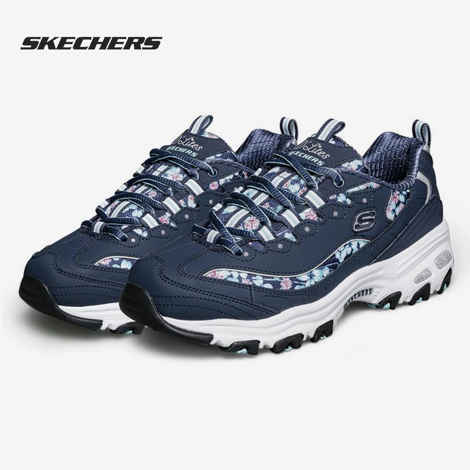 Skechers/斯凯奇正品春夏新款印花网布休闲鞋女士厚底老爹鞋