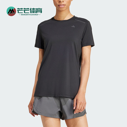 阿迪达斯女士圆领透气运动短袖