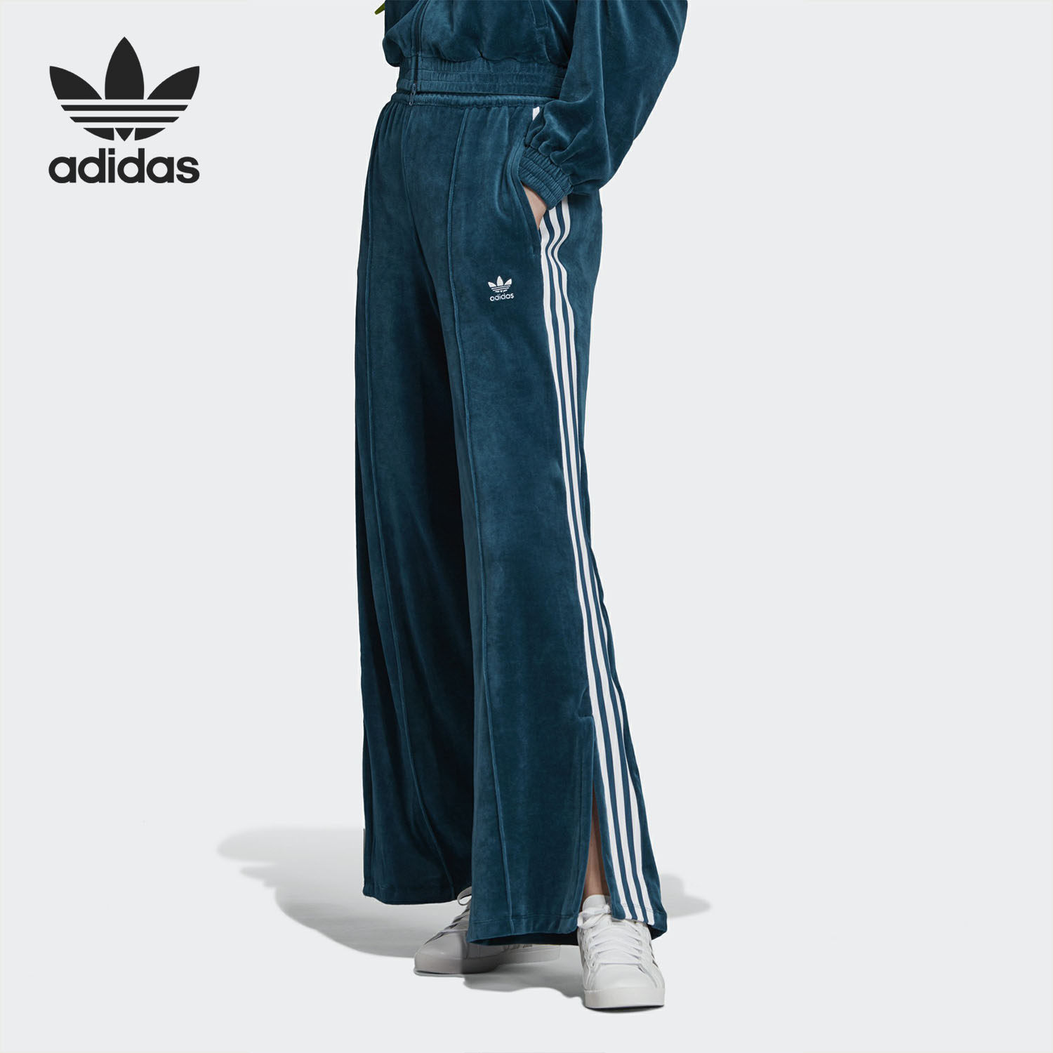 adidas/阿迪达斯官方正品三叶草女子宽松阔腿运动休闲长裤ed4740