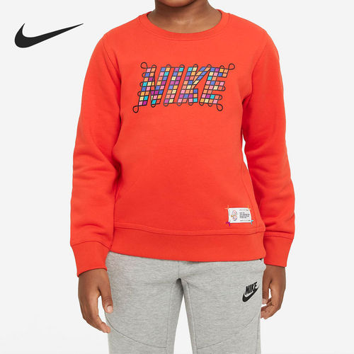 Nike/耐克正品秋季新款小童字母圆领日常休闲卫衣DJ6004-673