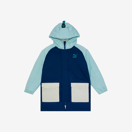 Puma/彪马正品新款儿童中长款休闲拼色连帽羽绒服537924-16