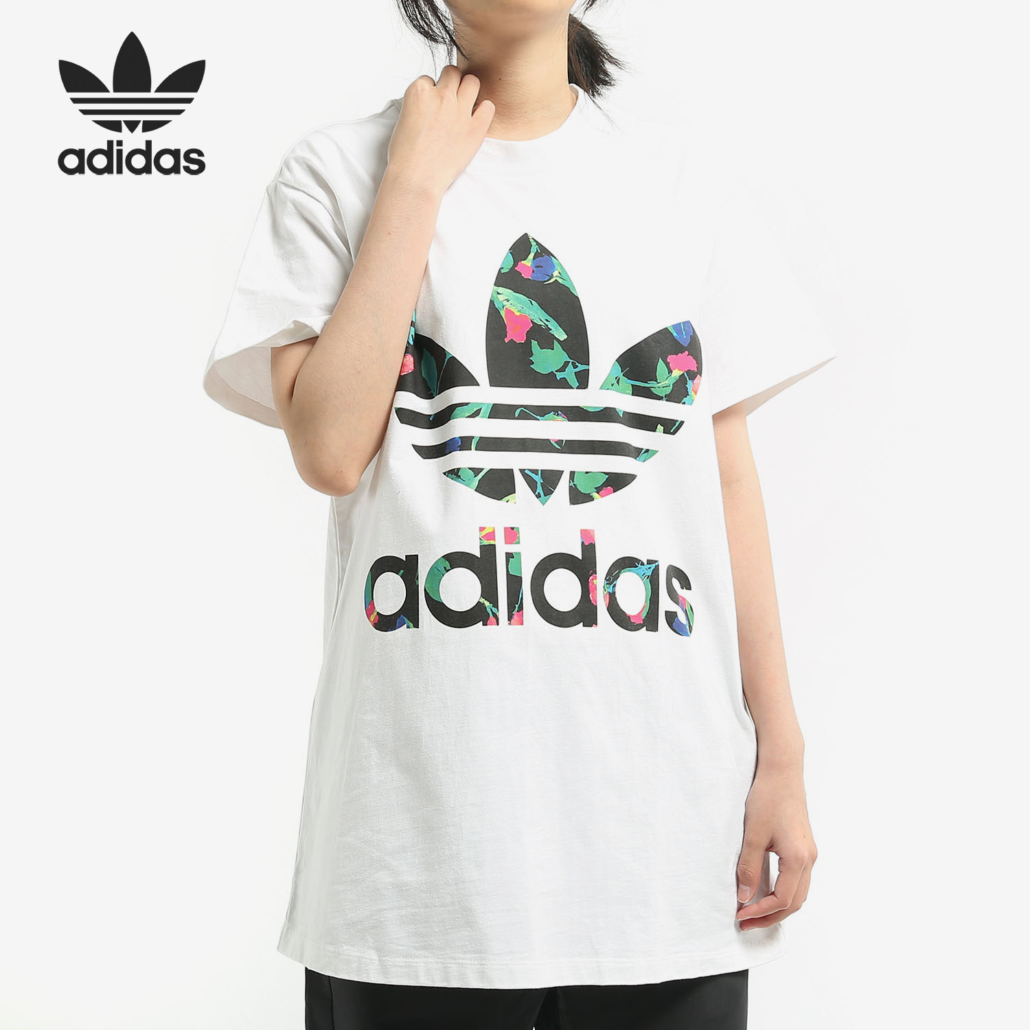 阿迪达斯三叶草女子中长款短袖