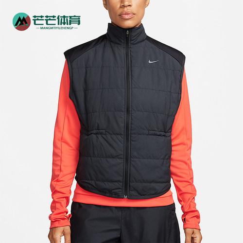 Nike/耐克正品女士休闲Logo印花拉链运动棉马甲FB7537-010