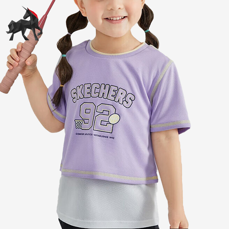 斯凯奇儿童运动透气潮流短袖T恤