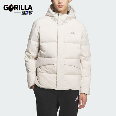 Adidas/阿迪达斯正品LINEAR男女运动日常保暖连帽羽绒服KQ5523